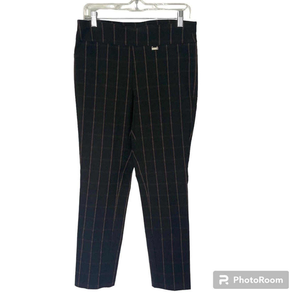Anne Klein Women's  Black/Brown checkered Straight Pull On Dress Pants